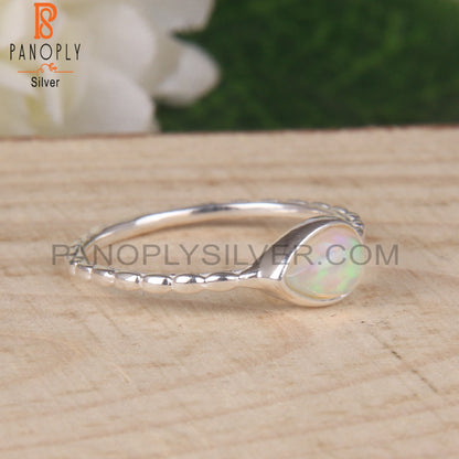 Pear 925 Sterling Silver Ethiopian Opal Ring