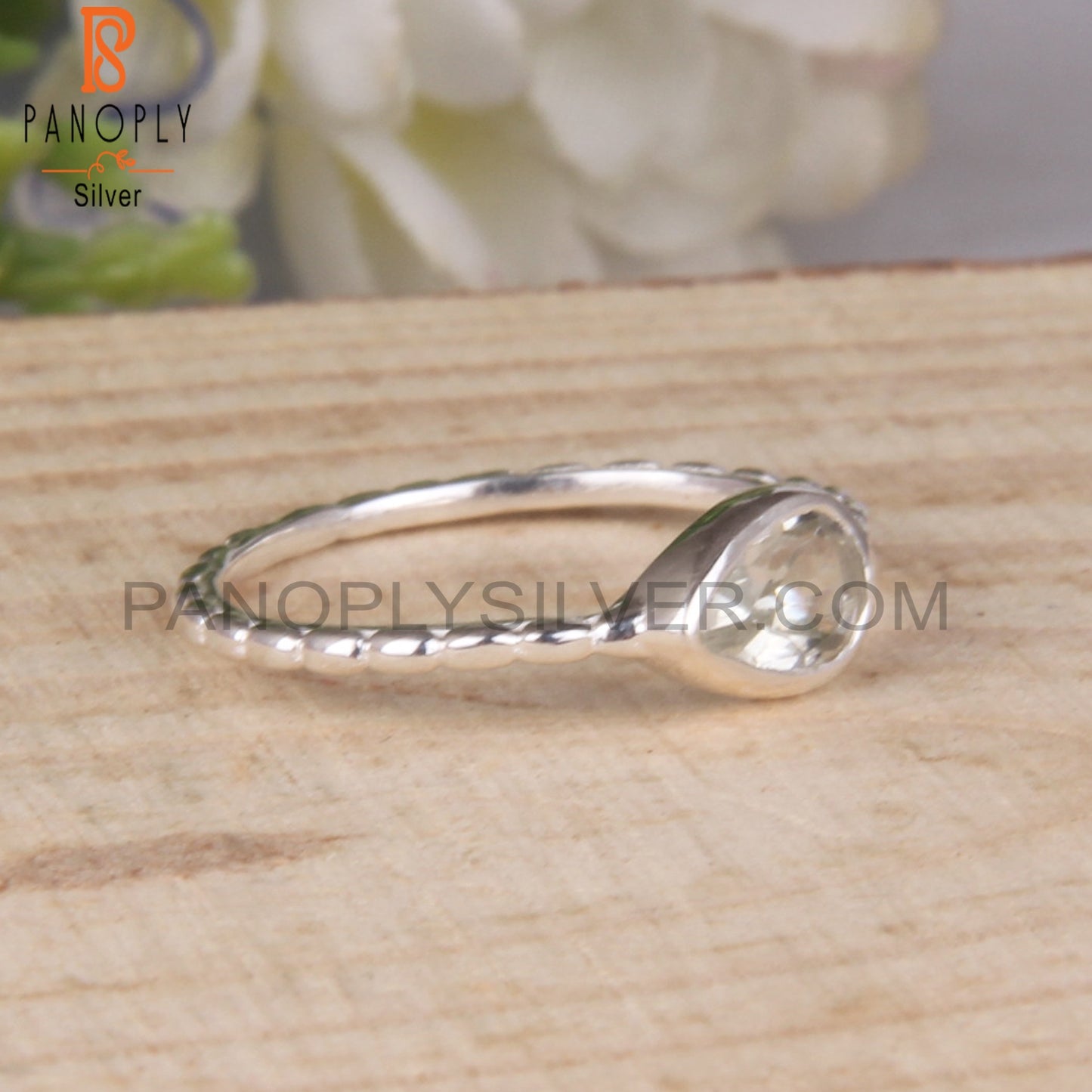 Pear 925 Sterling Silver Green Amethyst Ring