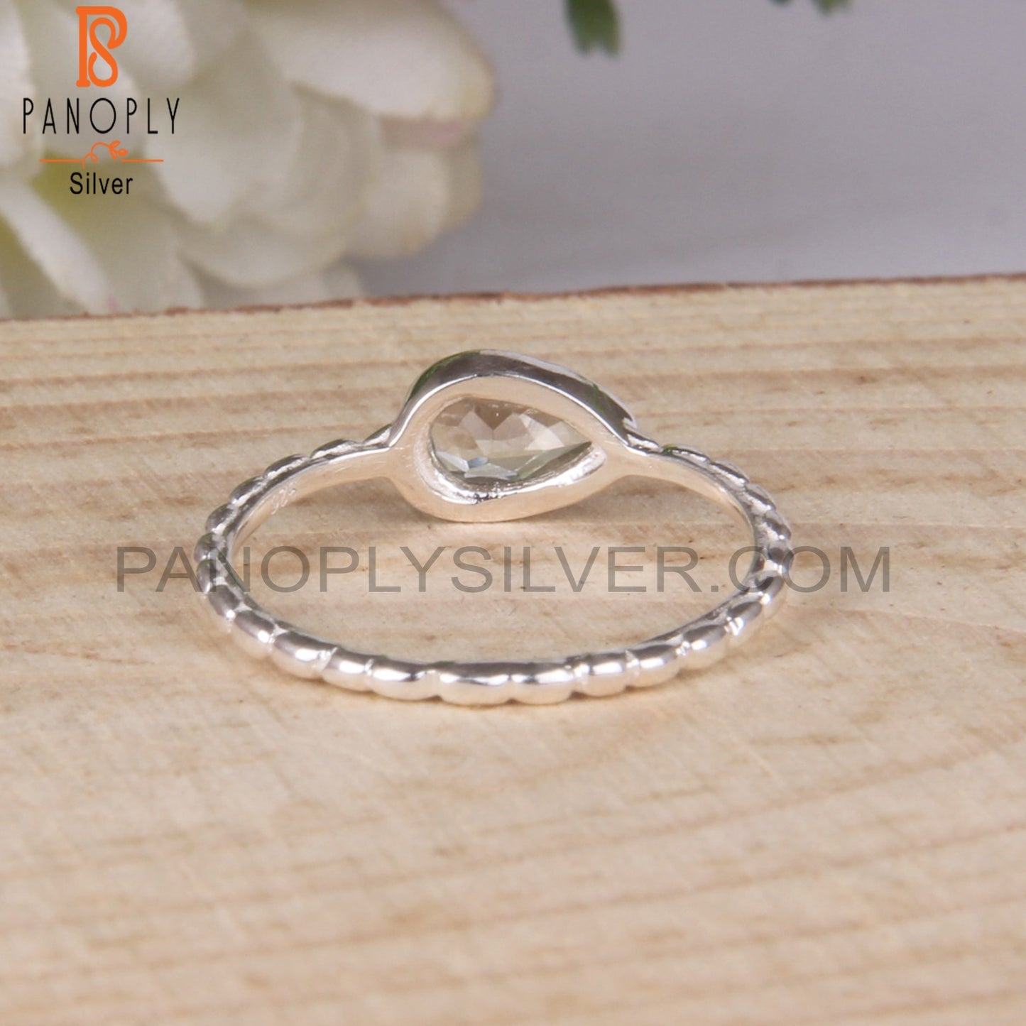 Pear 925 Sterling Silver Green Amethyst Ring