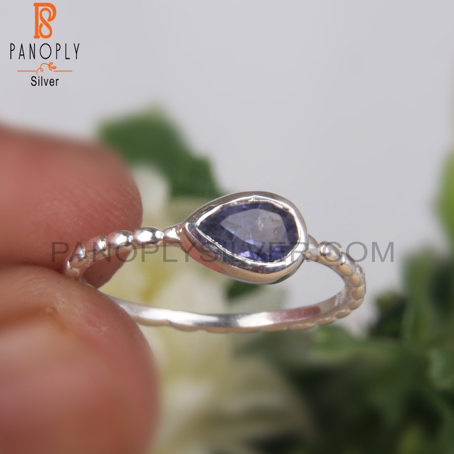 Pear Iolite 925 Sterling Silver Ring For Women