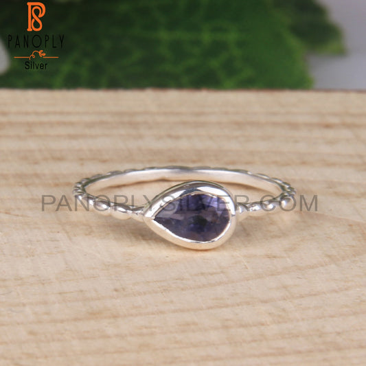Pear Iolite 925 Sterling Silver Ring For Women