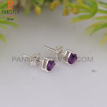 Amethyst Trillion 925 Silver Earrings For Christmas