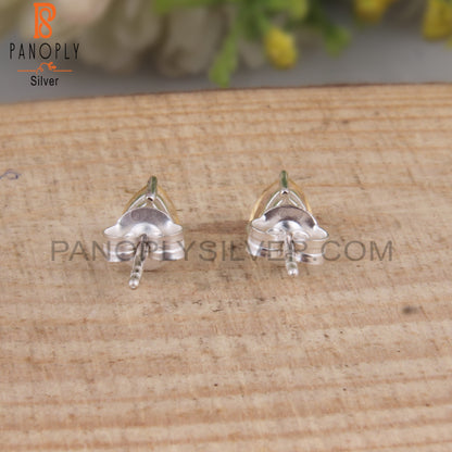 Citrine Trillion Shape 925 Sterling Silver Studs Earrings