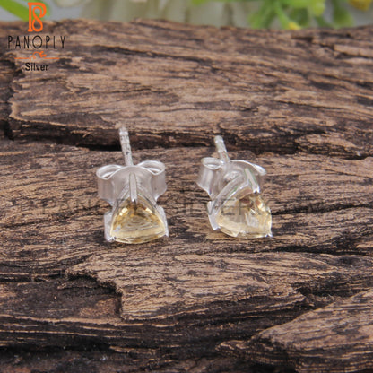 Citrine Trillion Shape 925 Sterling Silver Studs Earrings
