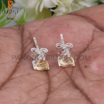 Citrine Trillion Shape 925 Sterling Silver Studs Earrings