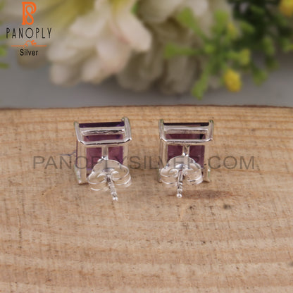 Amethyst Square 925 Sterling Silver Studs Engagement Earrings