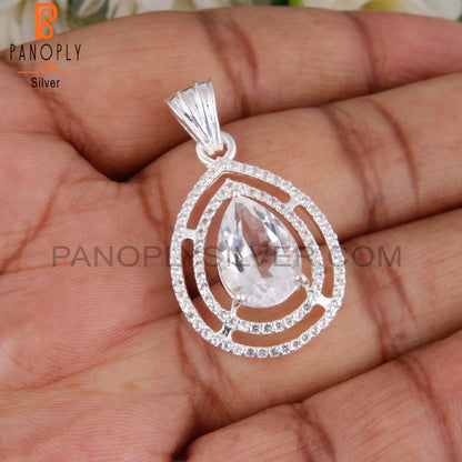 Crystal Quartz & White Topaz 925 Sterling Silver Pendant