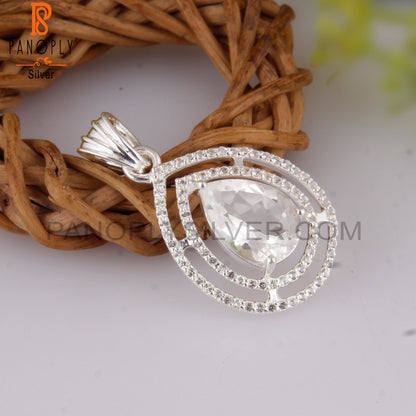 Crystal Quartz & White Topaz 925 Sterling Silver Pendant