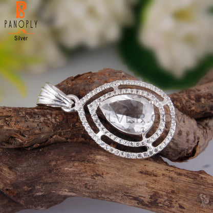 Crystal Quartz & White Topaz 925 Sterling Silver Pendant