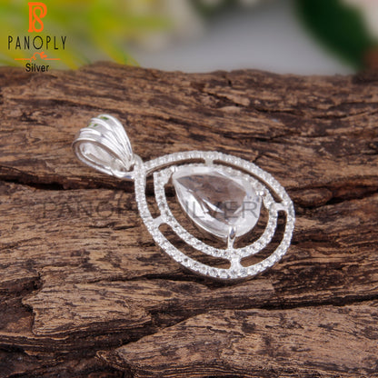 Crystal Quartz & White Topaz 925 Sterling Silver Pendant