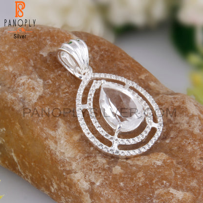 Crystal Quartz & White Topaz 925 Sterling Silver Pendant