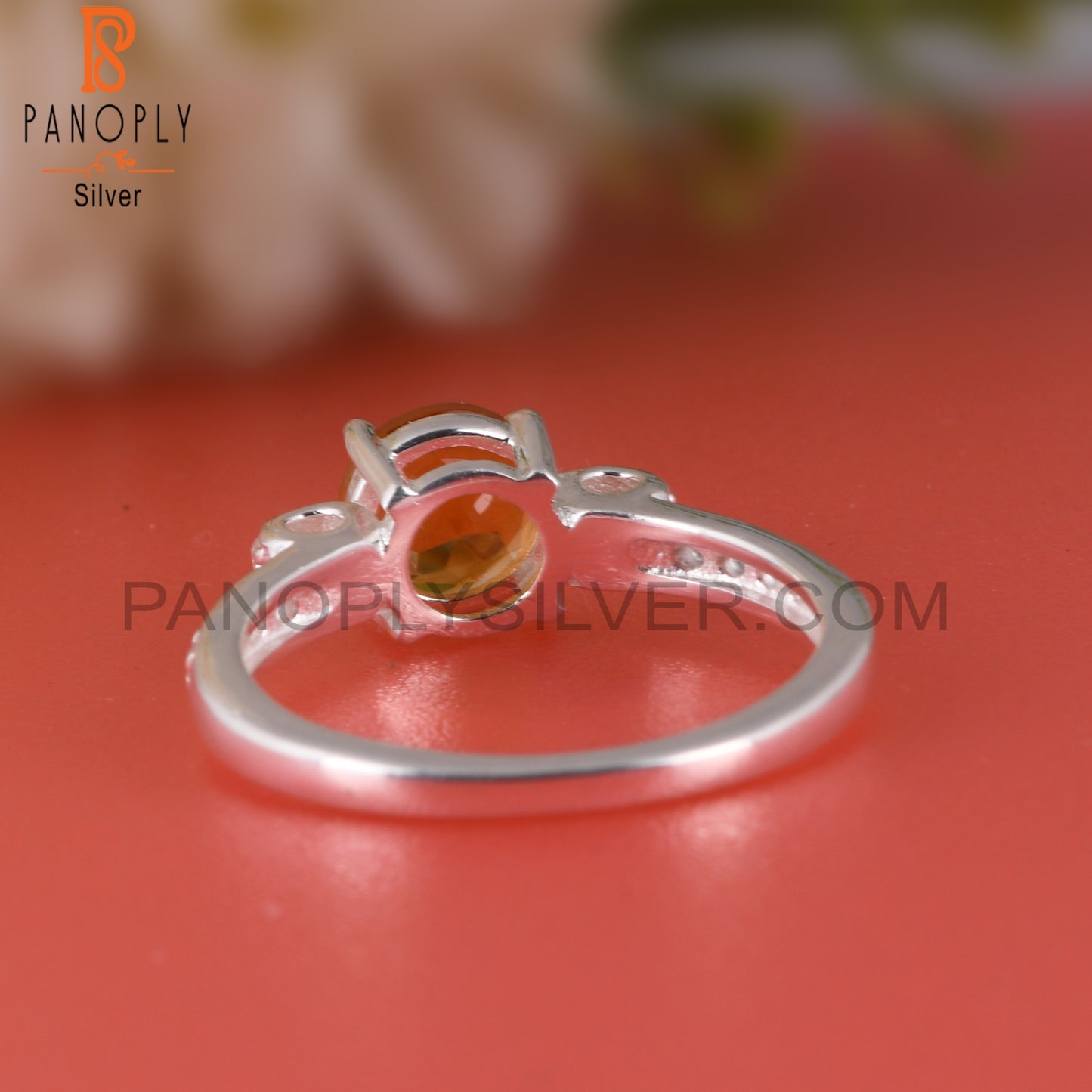 Citrine & White Topaz 925 Sterling Silver Ring For Gift