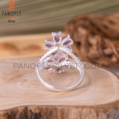 Amethyst 925 Sterling Silver Flower Ring