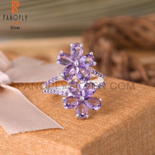 Amethyst 925 Sterling Silver Flower Ring