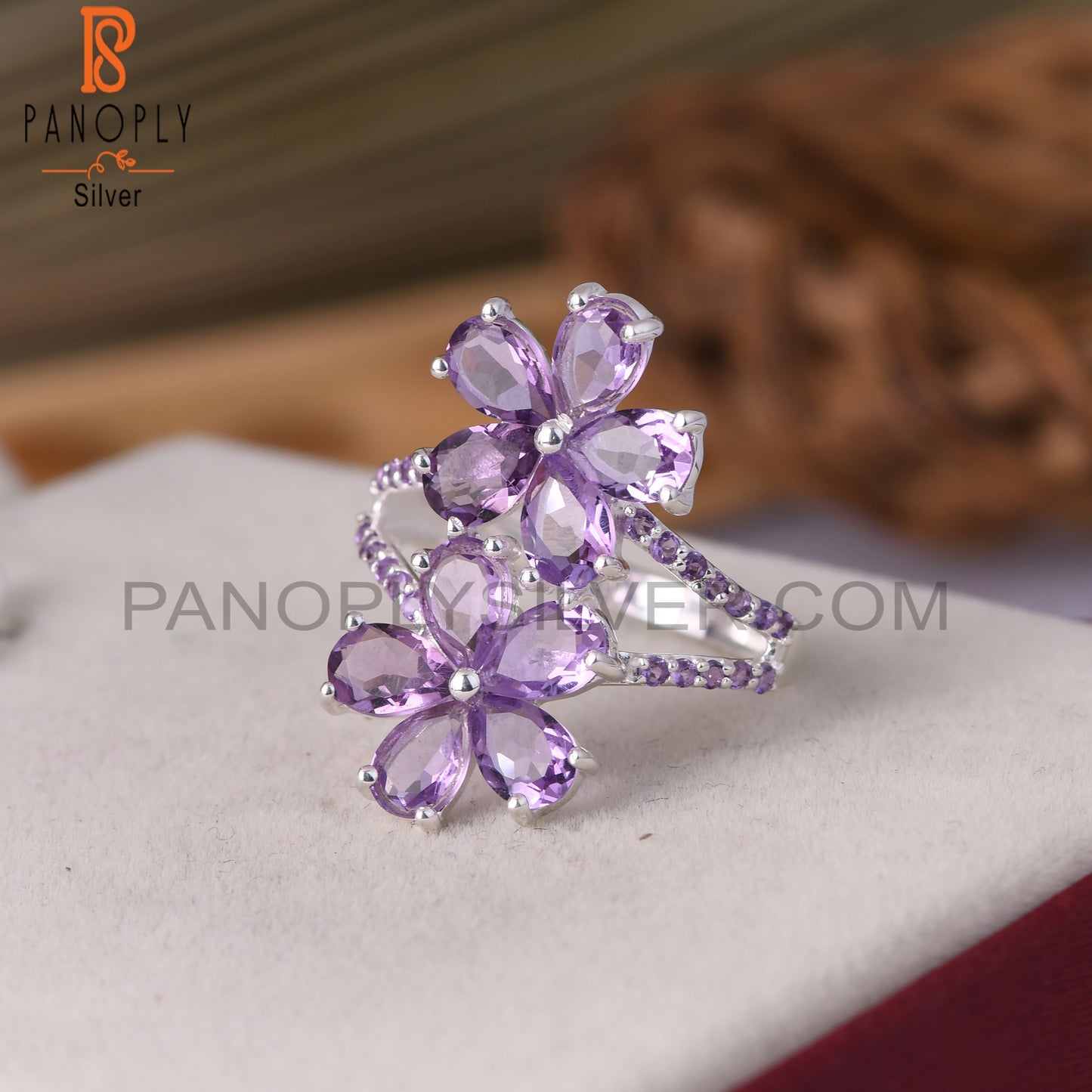 Amethyst 925 Sterling Silver Flower Ring