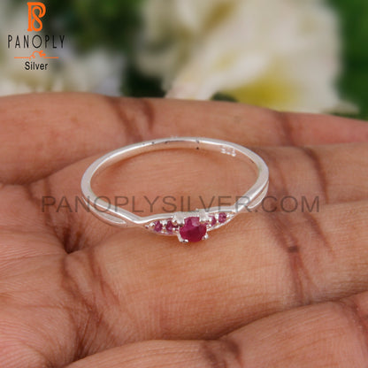 Garnet 925 Sterling Silver Cluster Ring Band