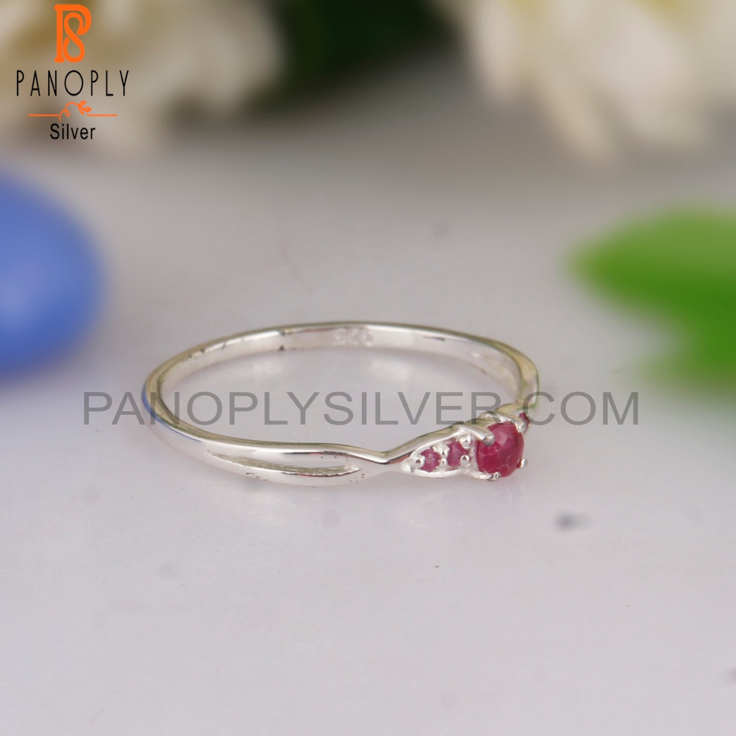 Garnet 925 Sterling Silver Cluster Ring Band
