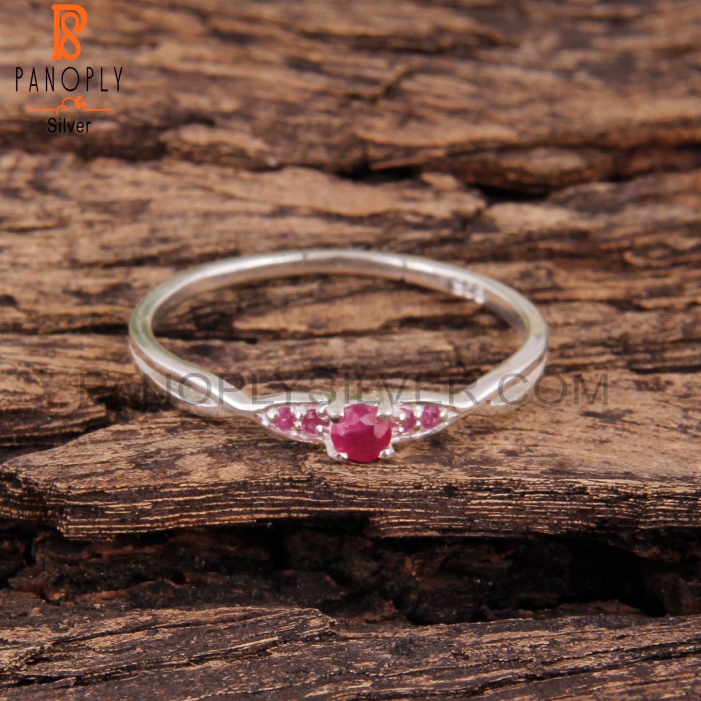 Garnet 925 Sterling Silver Cluster Ring Band
