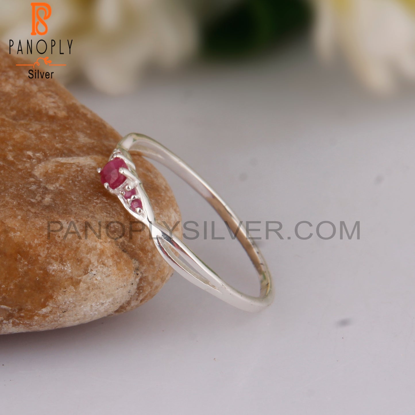 Garnet 925 Sterling Silver Cluster Ring Band