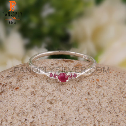 Garnet 925 Sterling Silver Cluster Ring Band