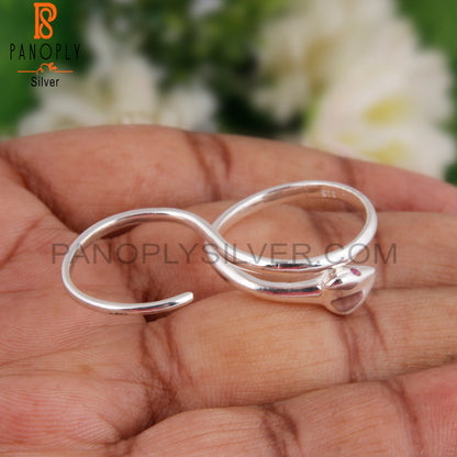 Ruby & White Topaz 925 Sterling Silver Snake Ring Band