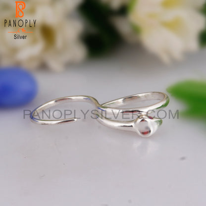 Ruby & White Topaz 925 Sterling Silver Snake Ring Band