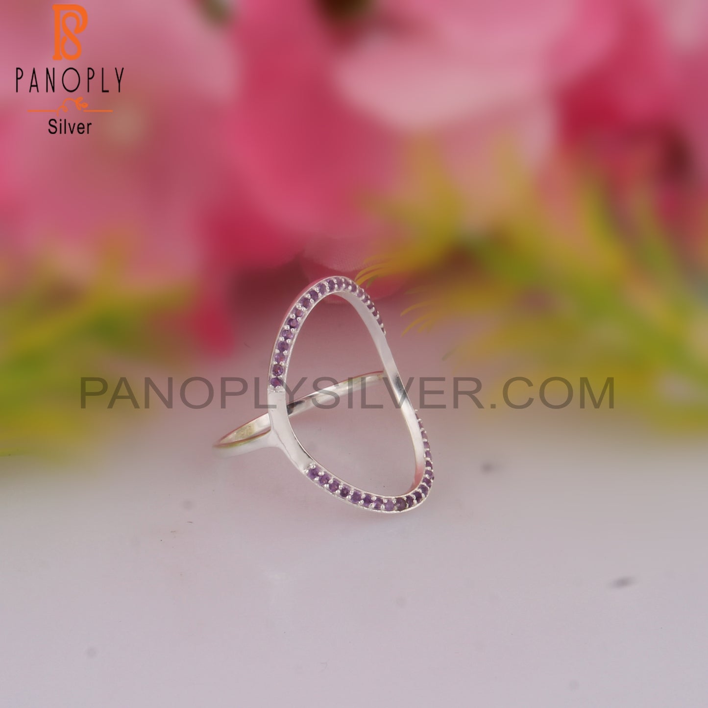 Amethyst Round Shape 925 Sterling Silver Cocktail Ring