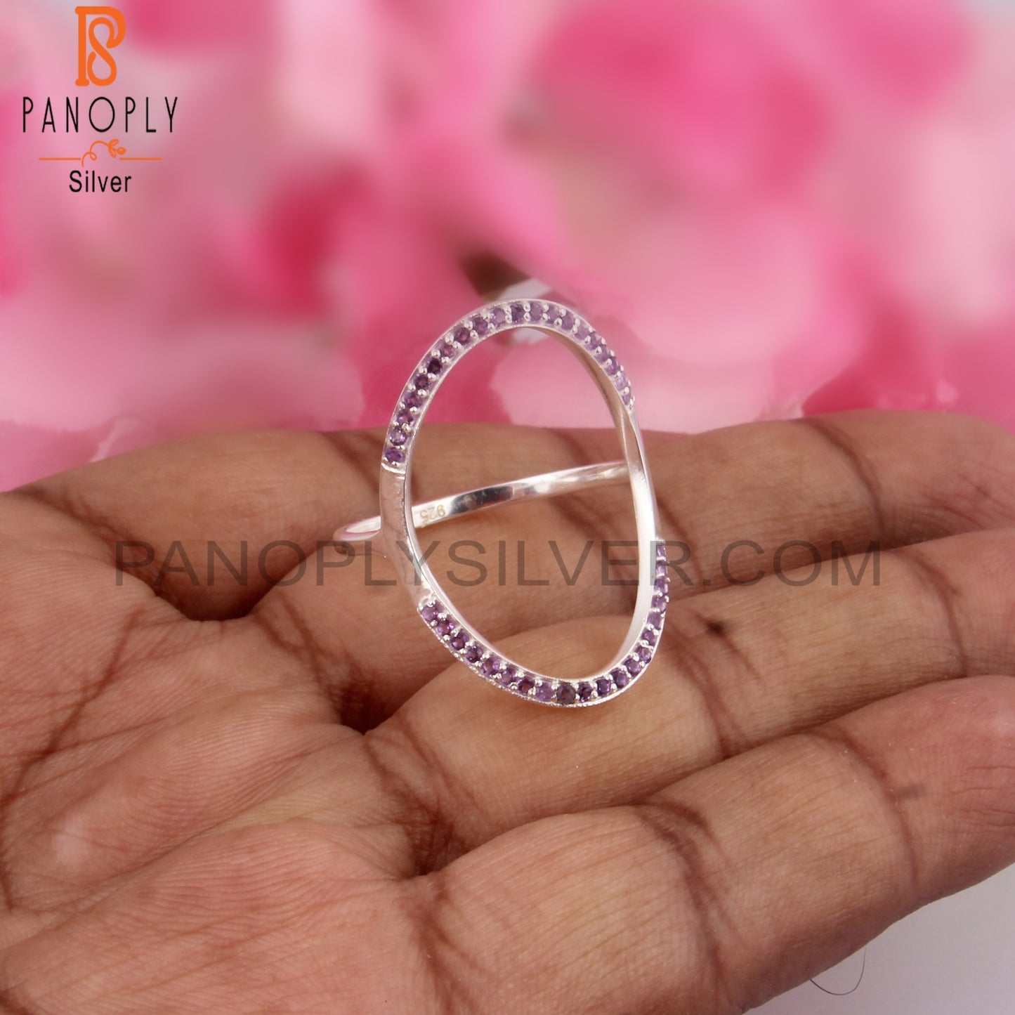 Amethyst Round Shape 925 Sterling Silver Cocktail Ring