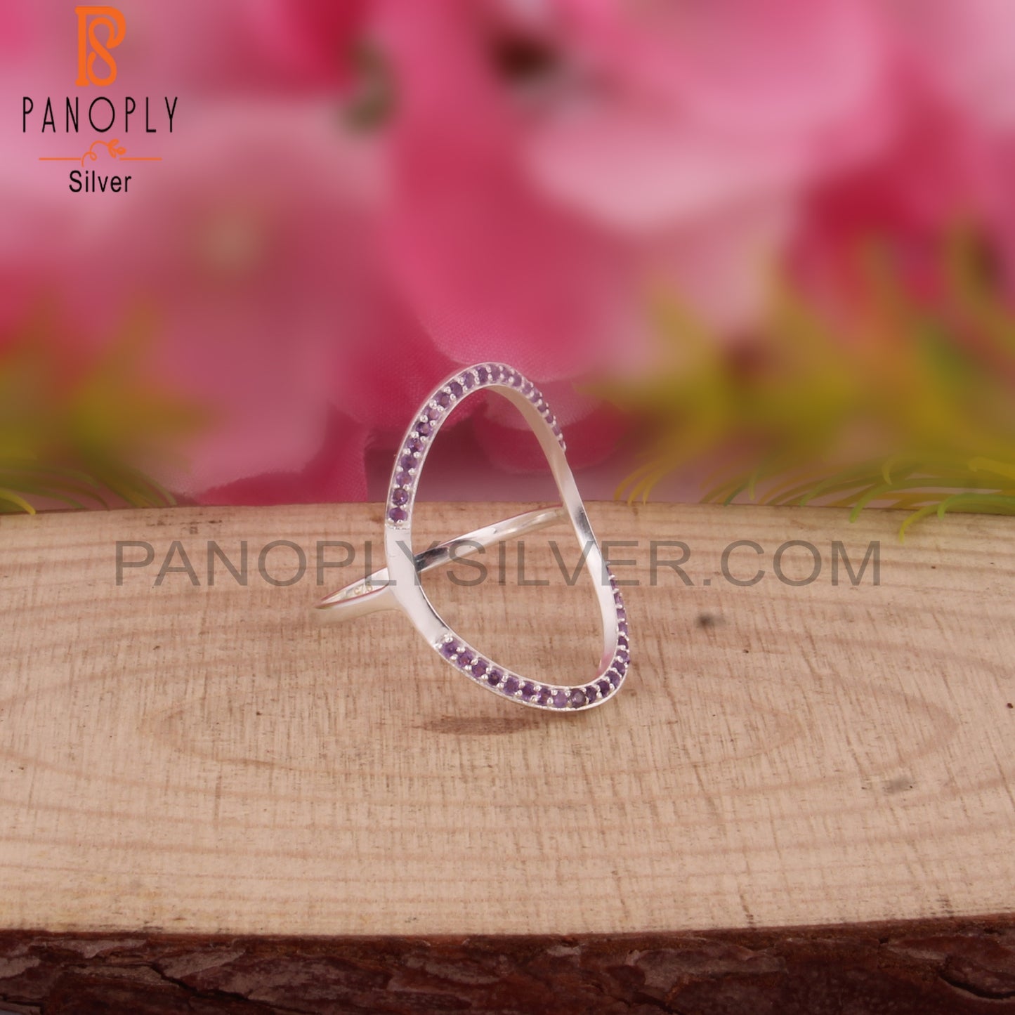 Amethyst Round Shape 925 Sterling Silver Cocktail Ring