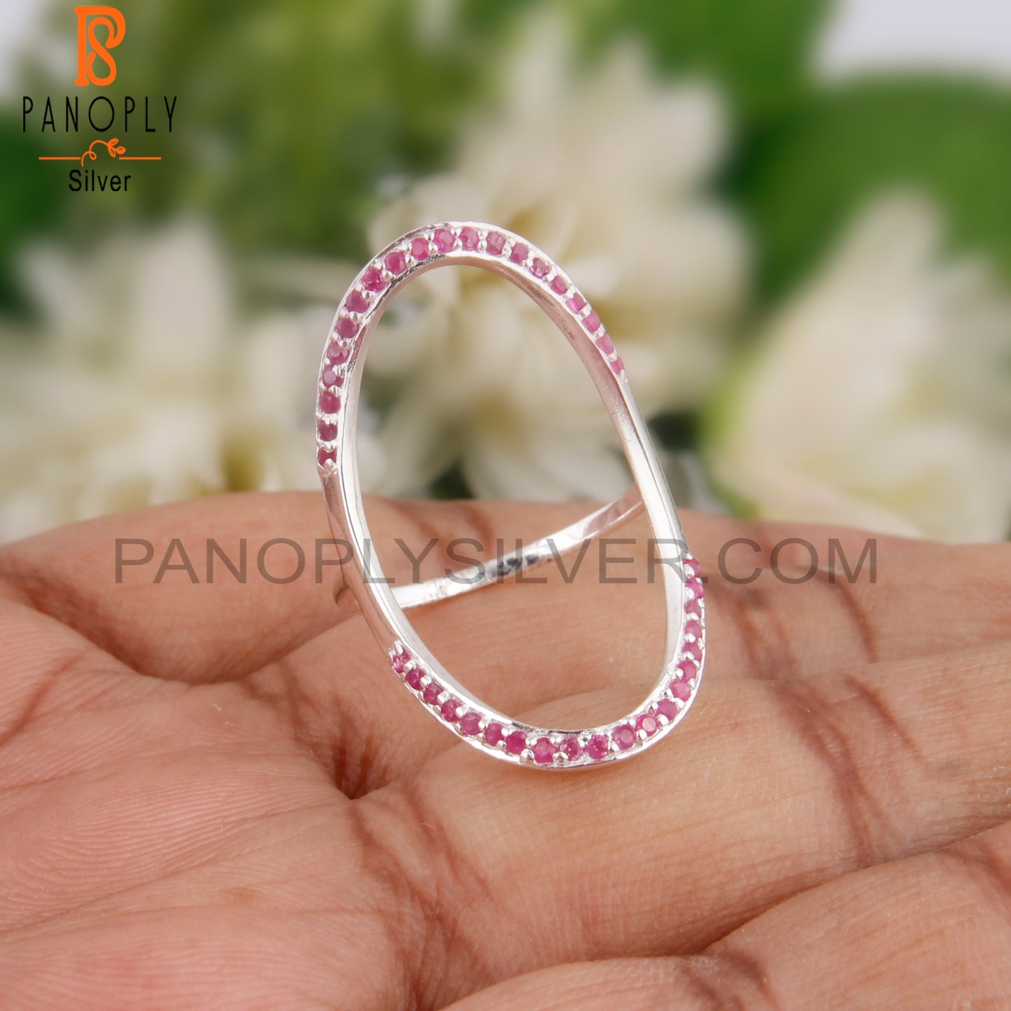 Ruby 925 Sterling Silver Cocktail Party Ring