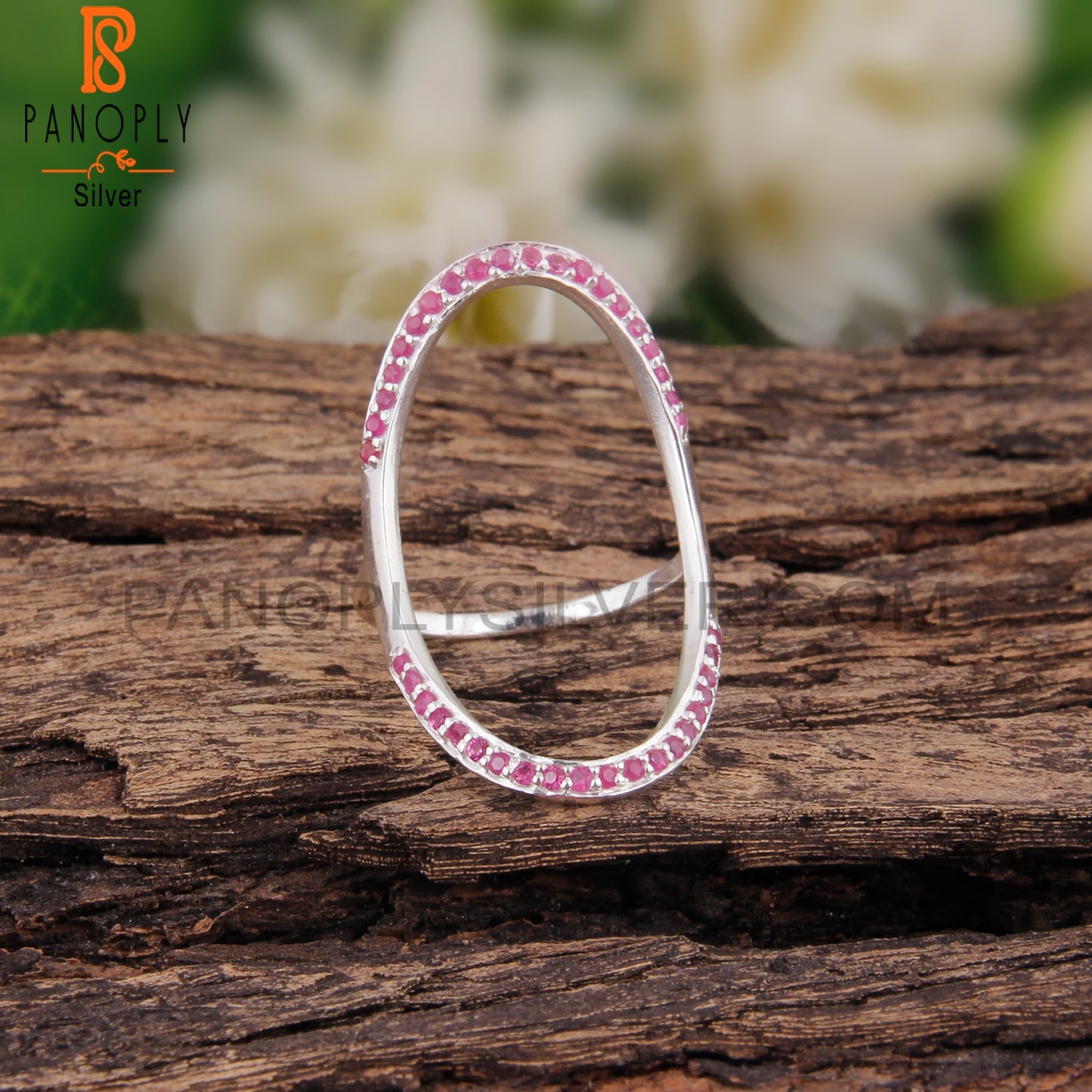 Ruby 925 Sterling Silver Cocktail Party Ring