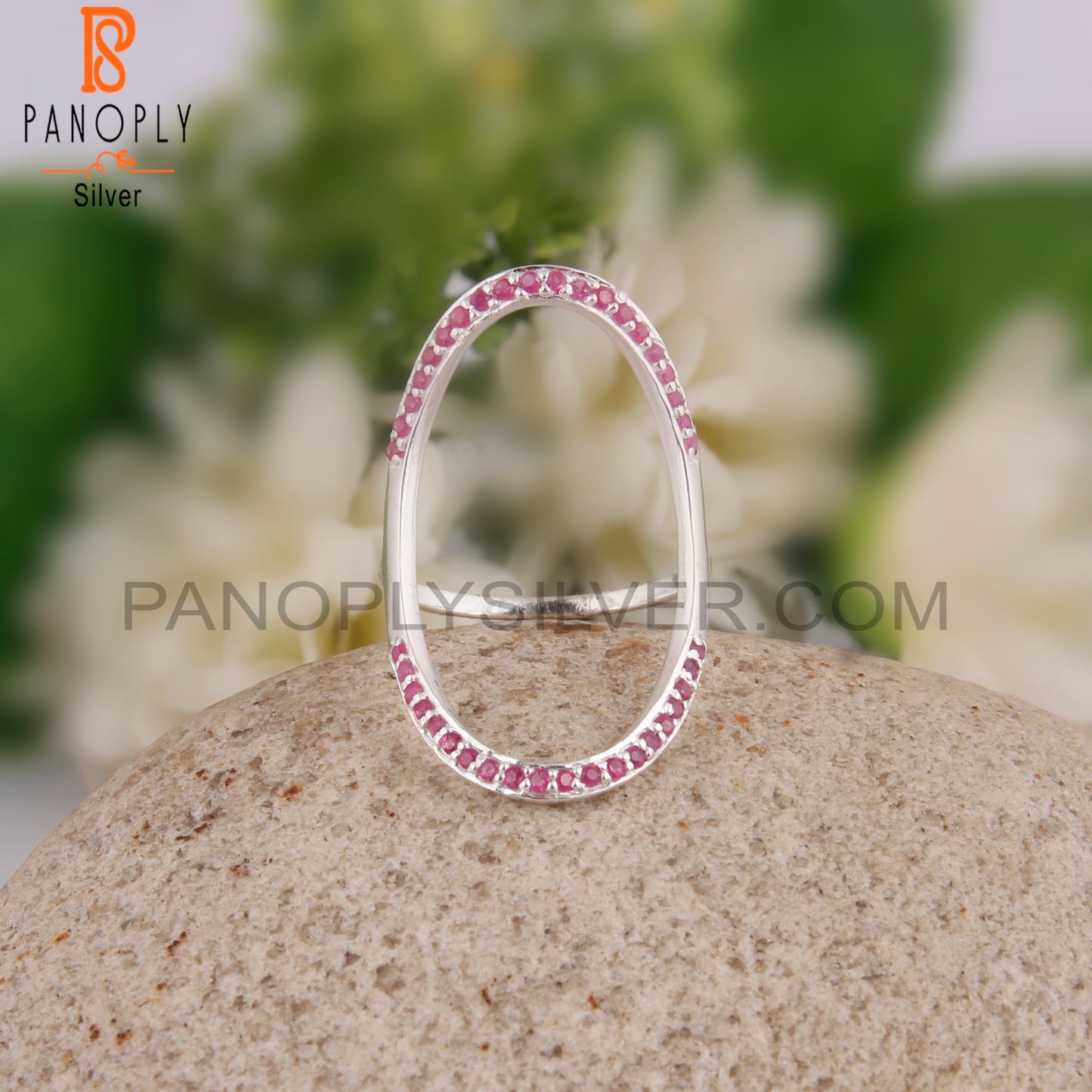 Ruby 925 Sterling Silver Cocktail Party Ring