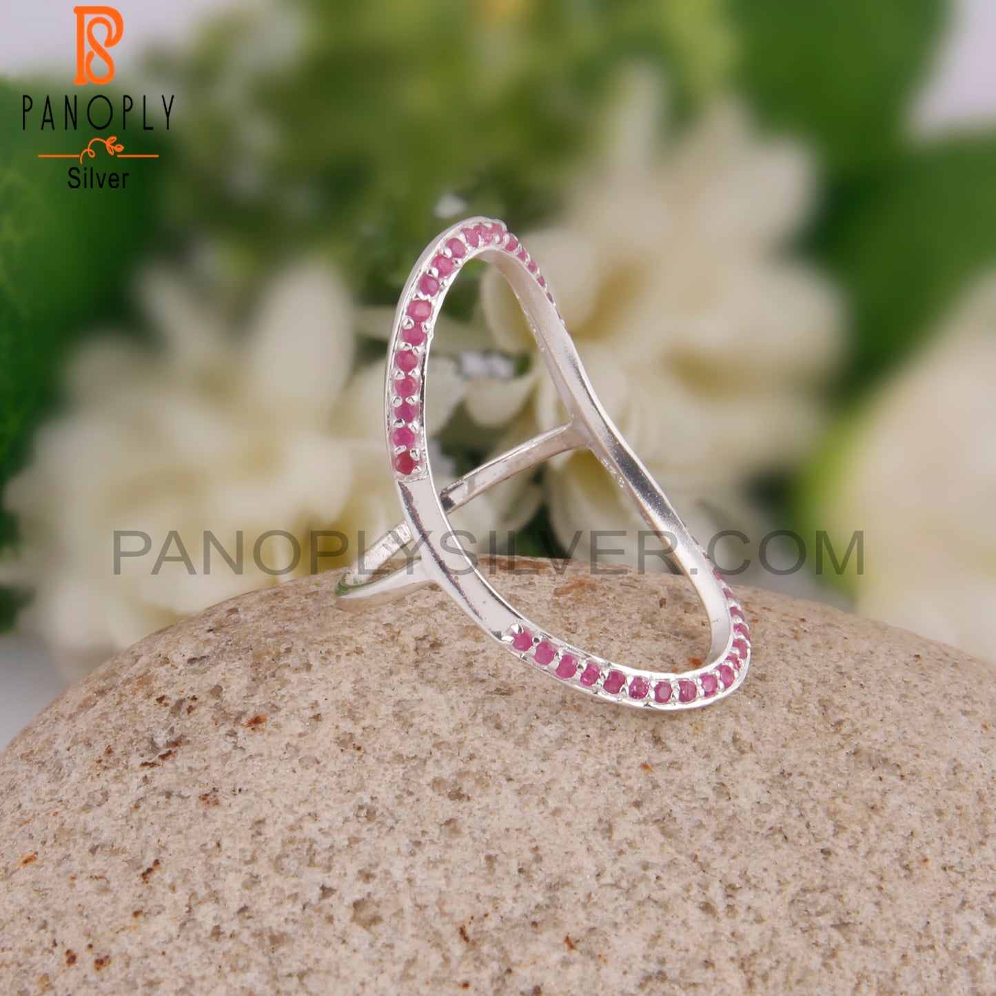 Ruby 925 Sterling Silver Cocktail Party Ring