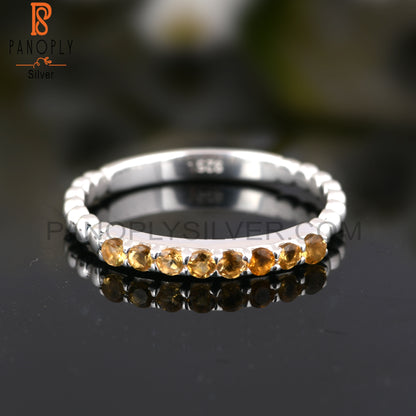 Citrine Orange Round Shape 925 Sterling Silver Ring