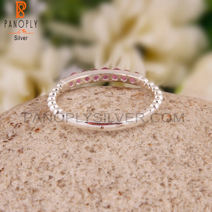 Ruby Round Shape 925 Sterling Silver Ring Band