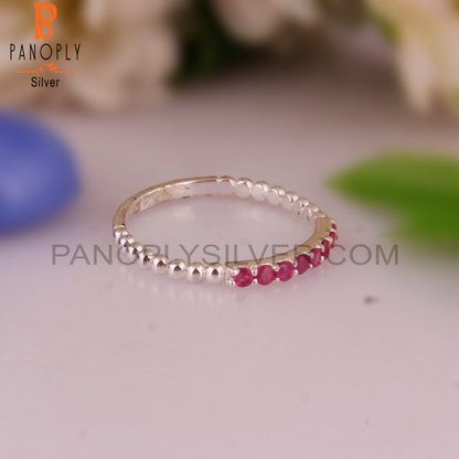 Ruby Round Shape 925 Sterling Silver Ring Band