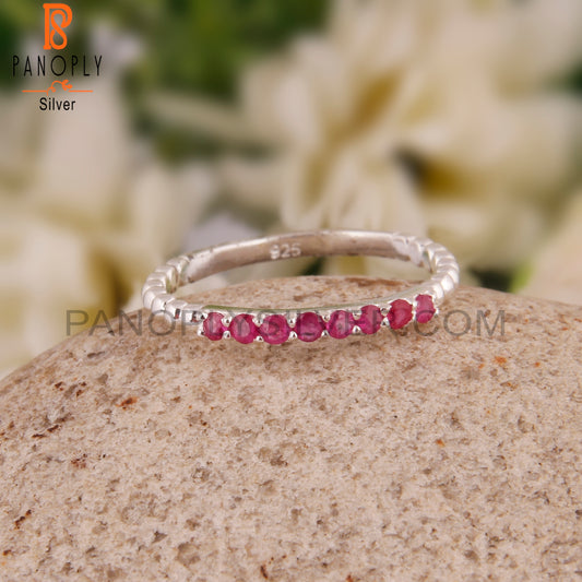 Ruby Round Shape 925 Sterling Silver Ring Band