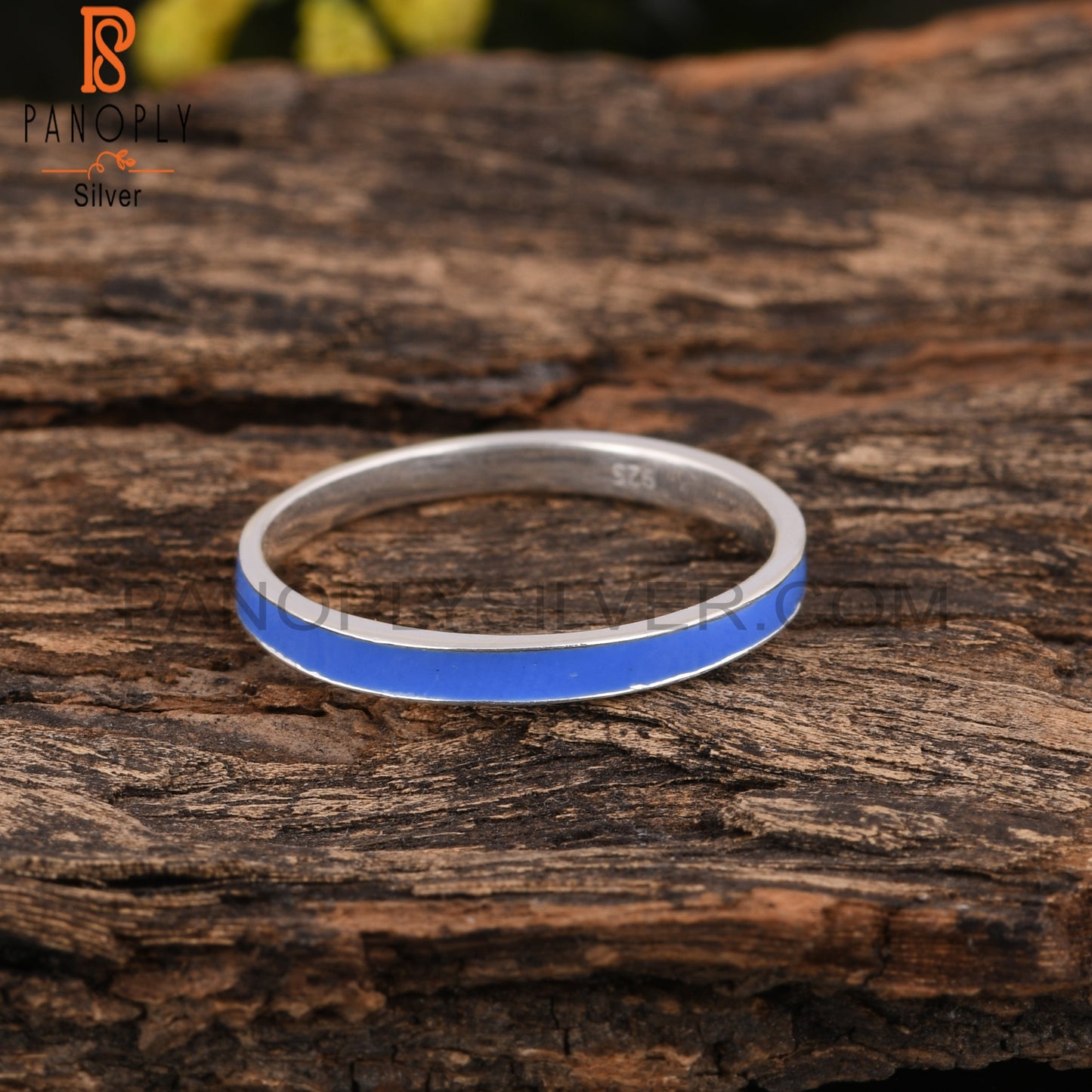 Blue Enamel 925 Sterling Silver Ring