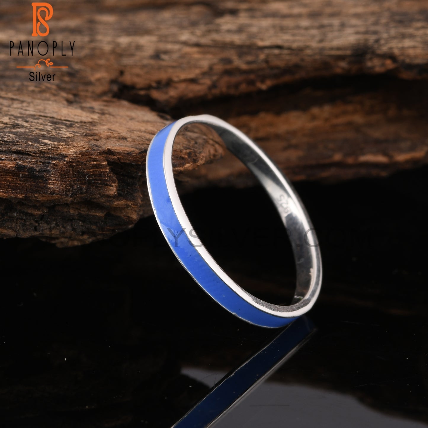 Blue Enamel 925 Sterling Silver Ring