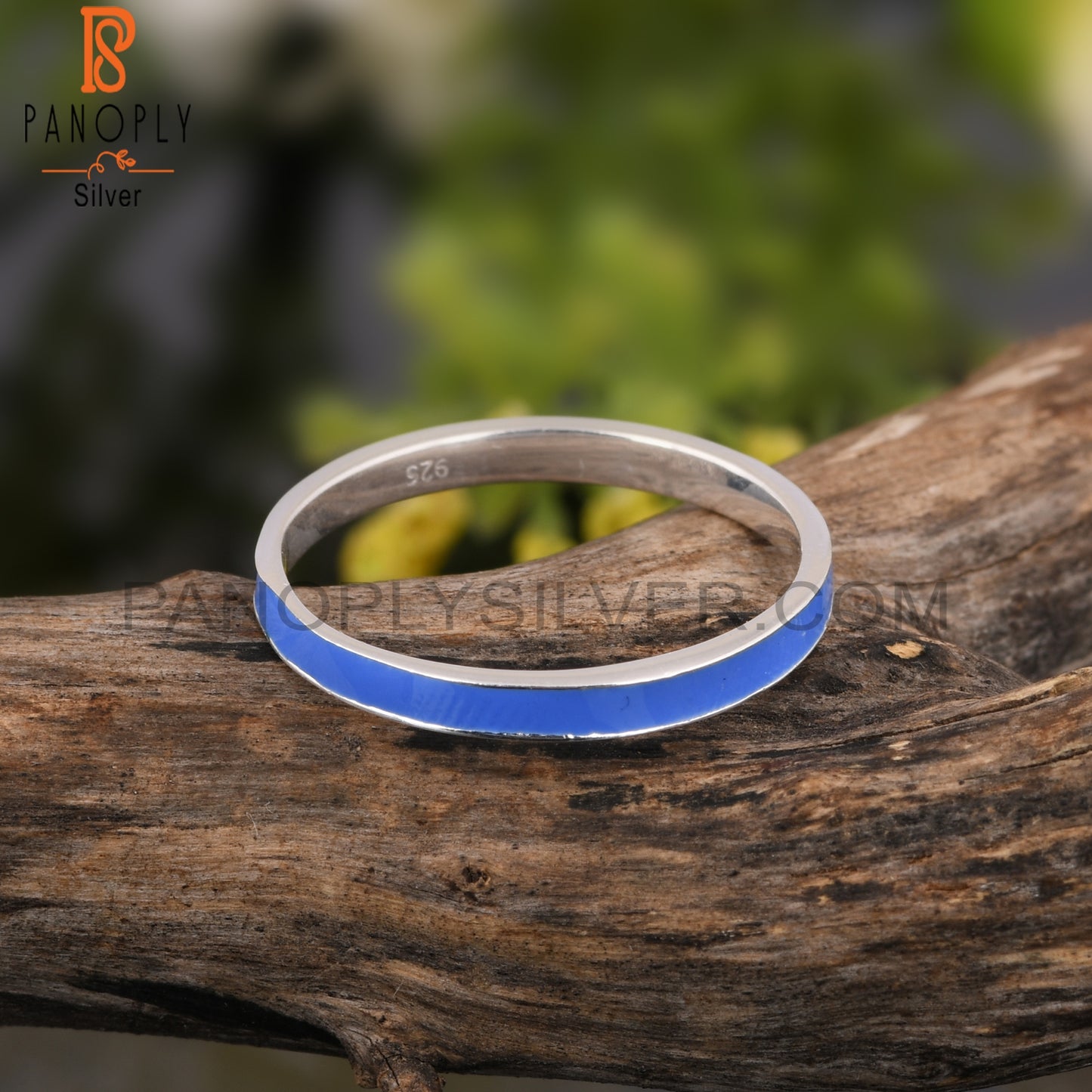 Blue Enamel 925 Sterling Silver Ring