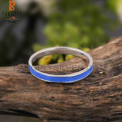Blue Enamel 925 Sterling Silver Ring
