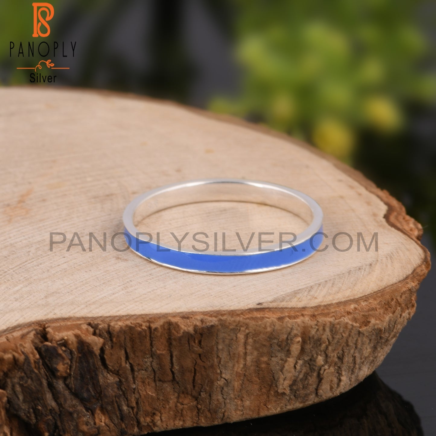 Blue Enamel 925 Sterling Silver Ring