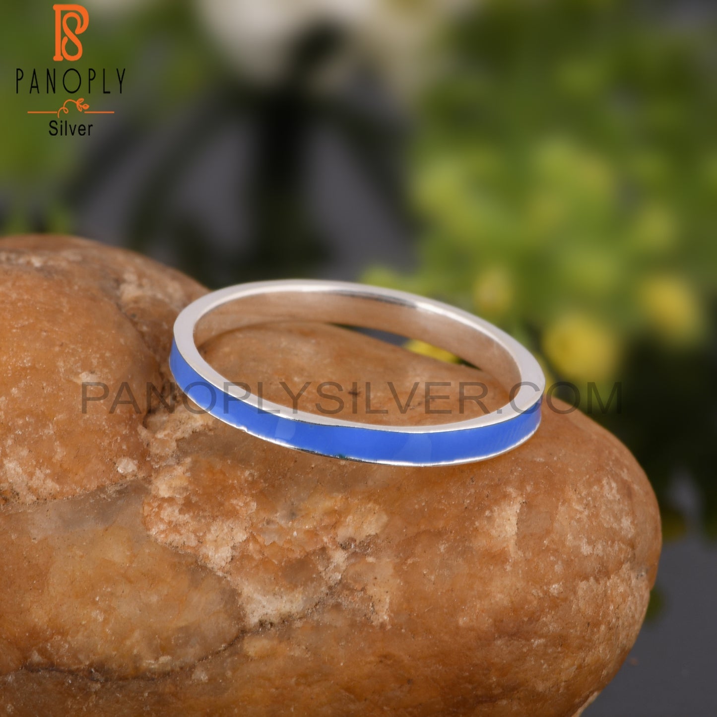 Blue Enamel 925 Sterling Silver Ring