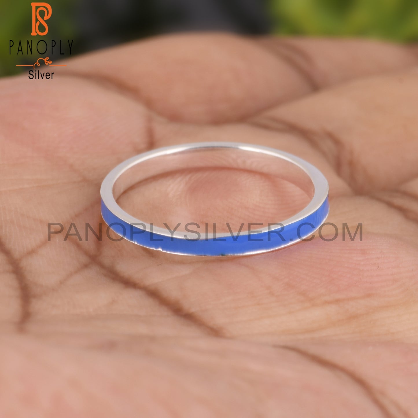 Blue Enamel 925 Sterling Silver Ring