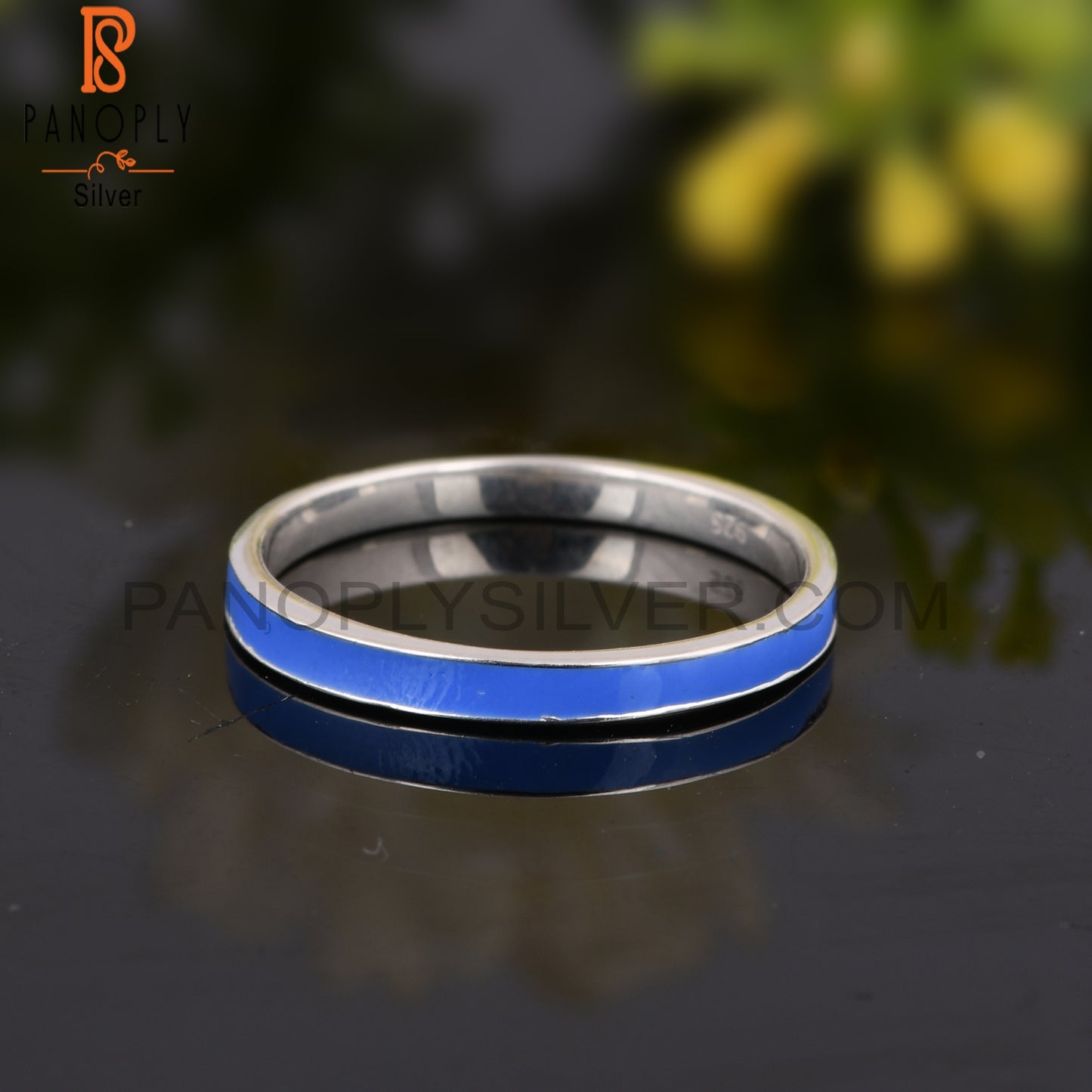 Blue Enamel 925 Sterling Silver Ring