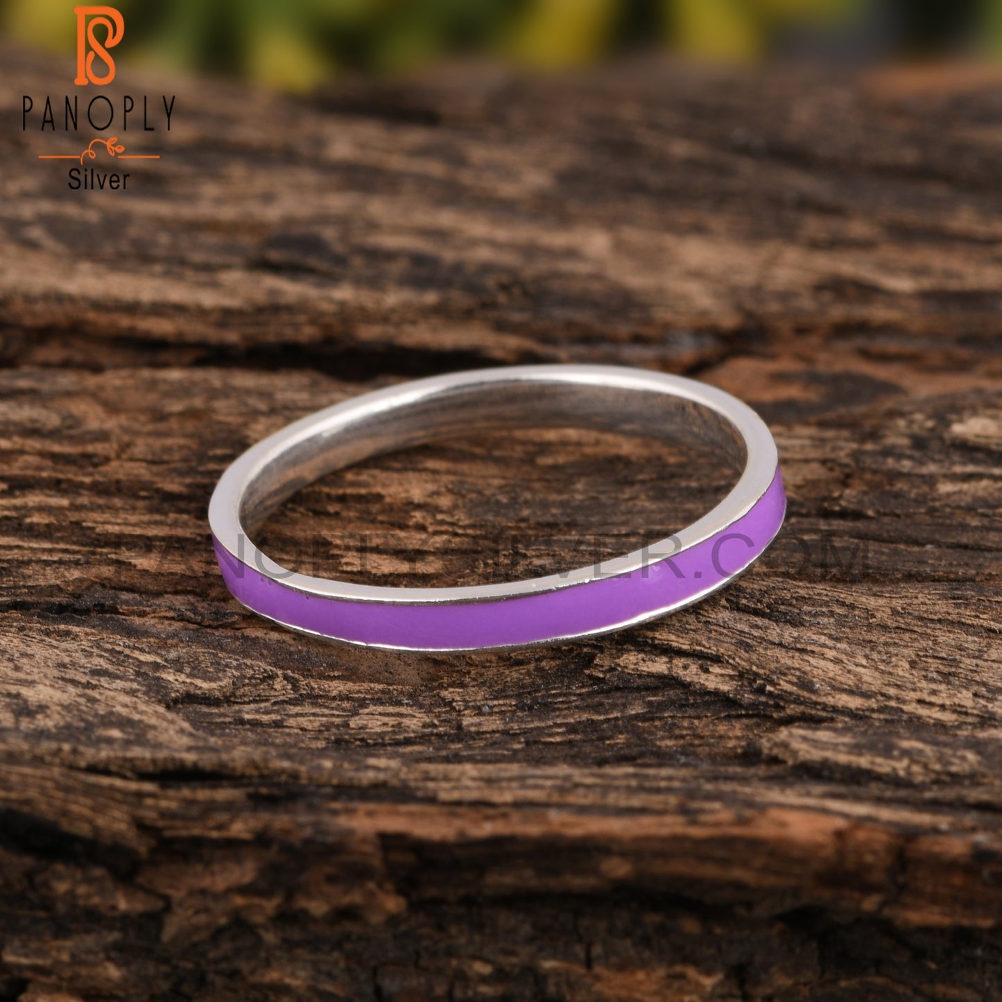 Handmade Purple Enamel 925 Sterling Silver Ring