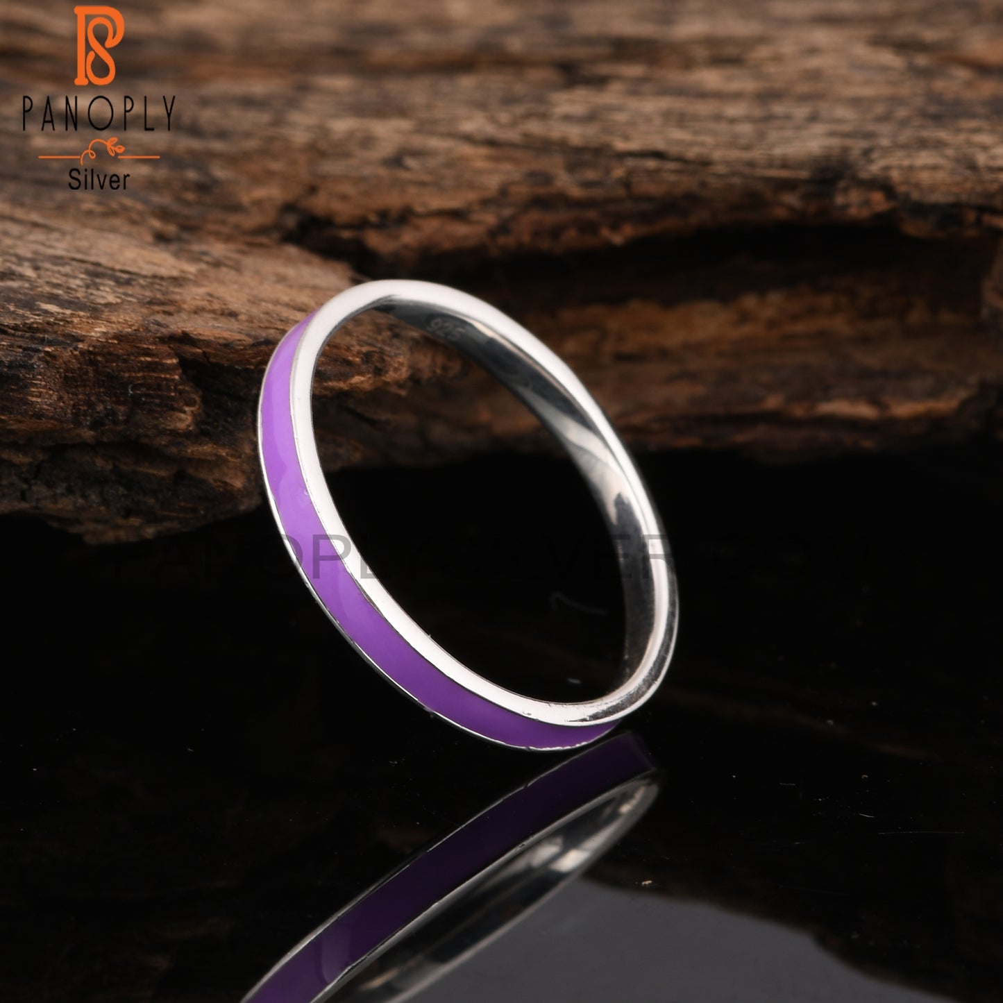 Handmade Purple Enamel 925 Sterling Silver Ring