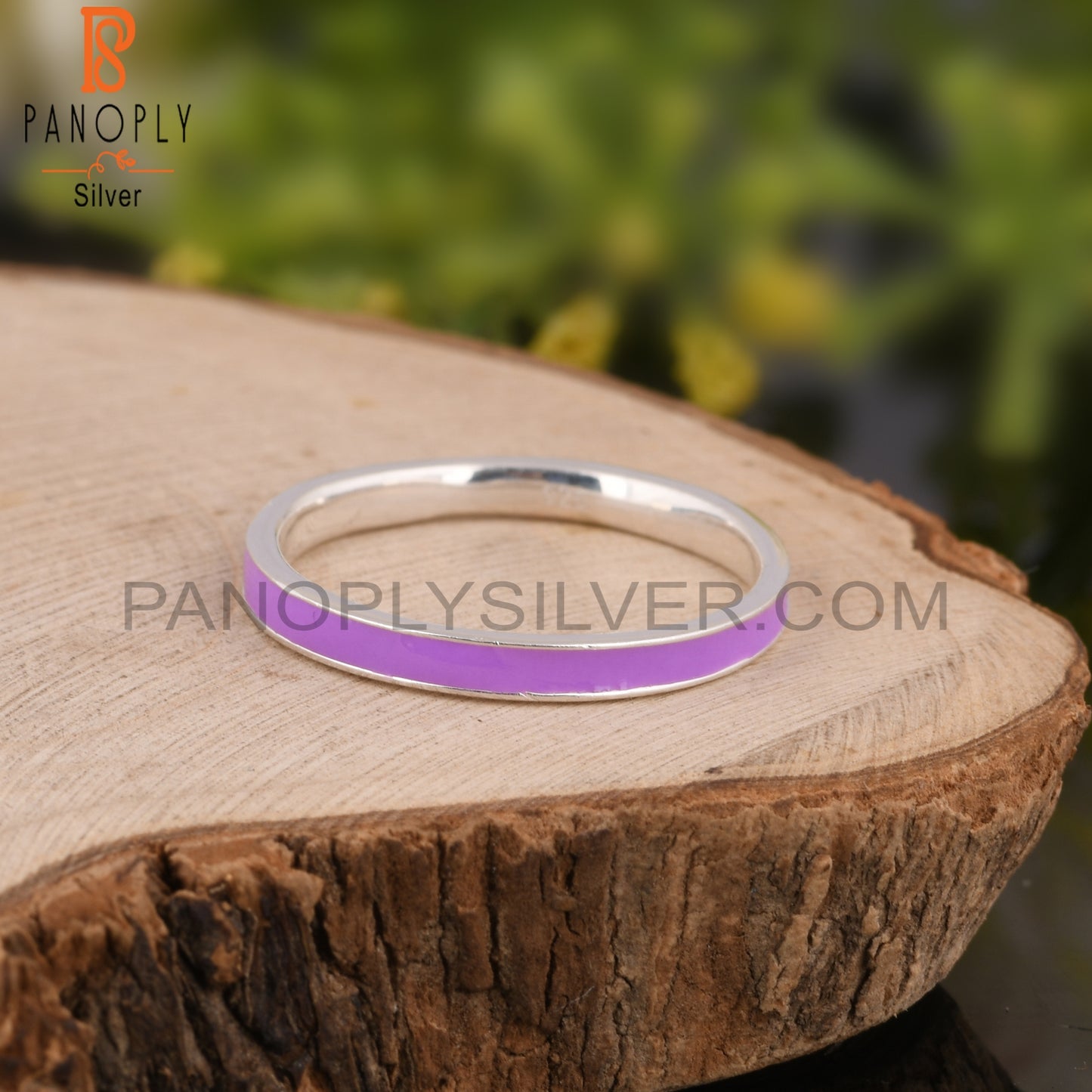 Handmade Purple Enamel 925 Sterling Silver Ring