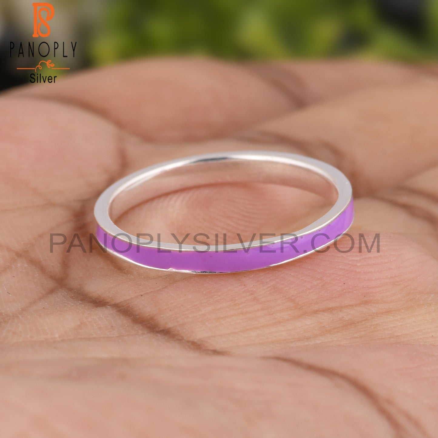 Handmade Purple Enamel 925 Sterling Silver Ring