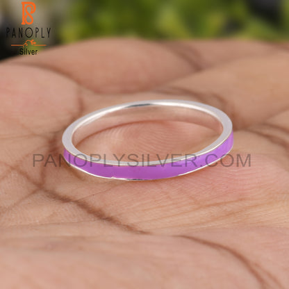 Handmade Purple Enamel 925 Sterling Silver Ring